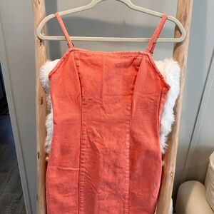 Coral Spaghetti-Strap Mini Dress